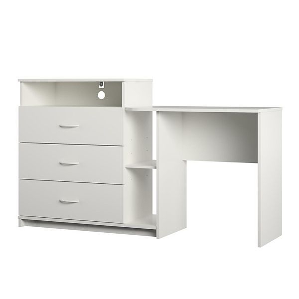 White Ameriwood Rebel 3-in-1 Media Dresser Desk Combo