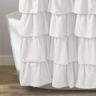 White Ruffle Shower Curtain for Elegant Bathrooms