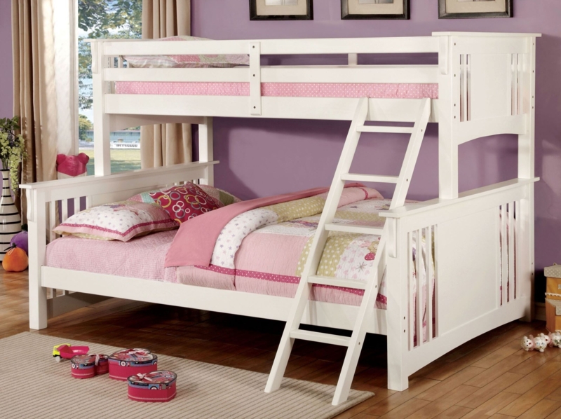 White Twin Over Queen Bunk Bed for Kids' Rooms