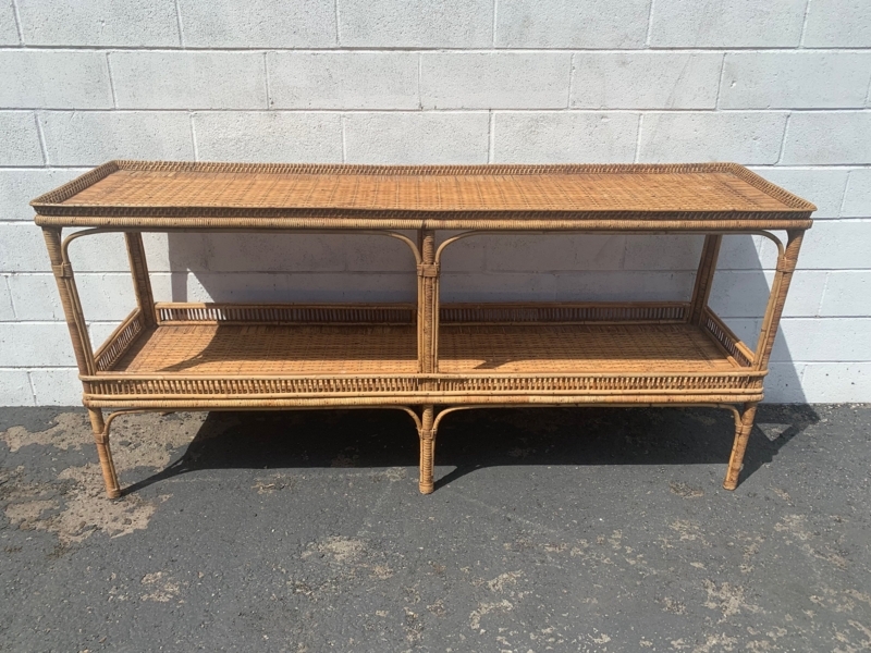 Wicker Rattan Console Sofa Storage Table Bohemian Boho Chic Entry Way ...
