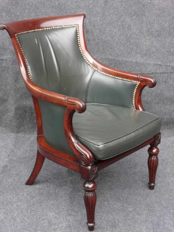 William IV Style Leather Library Chair Antique