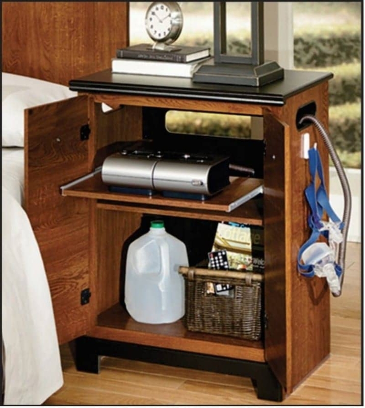 Wooden Nightstand with Ventilated CPAP Storage