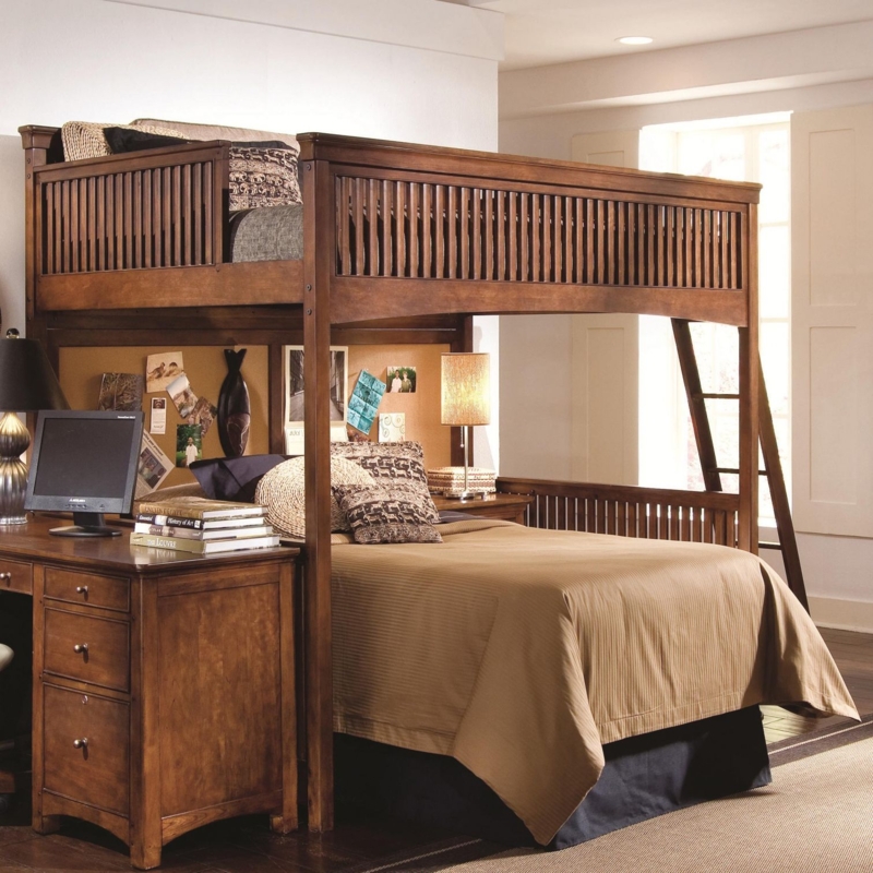 Wooden Queen Over Full L-Shaped Bunk Bed