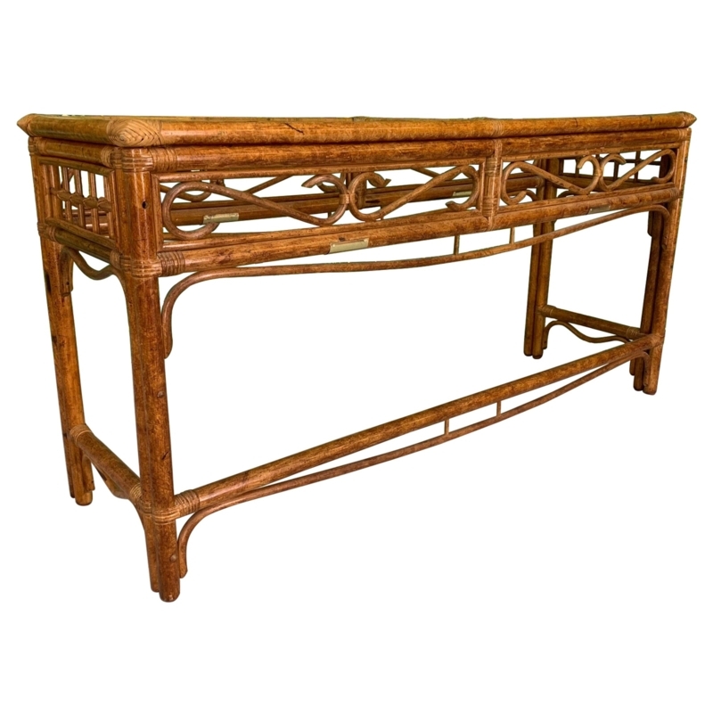 Woven Long Rattan Console Table at 1stDibs