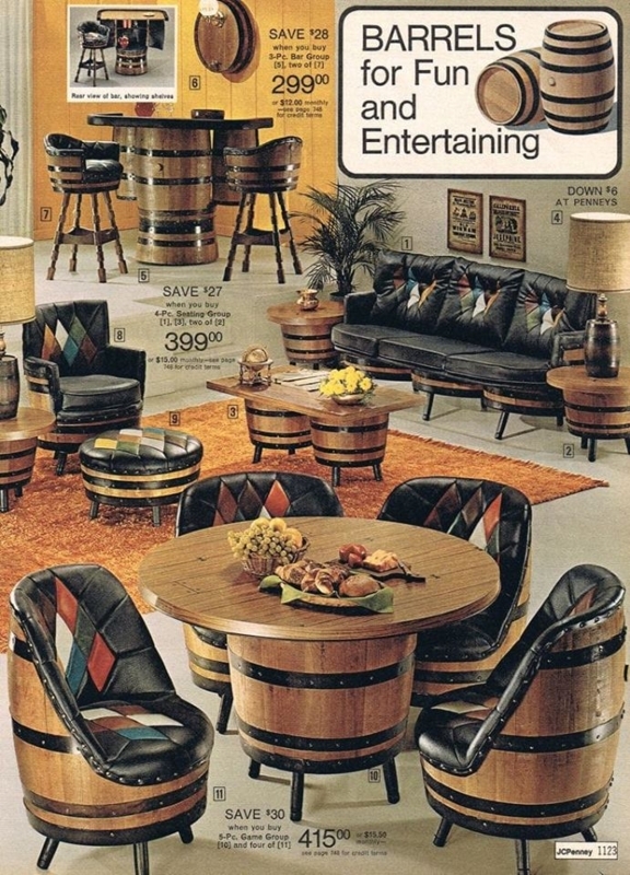 1970s JC Penney Barrel Furniture Set Retro Style