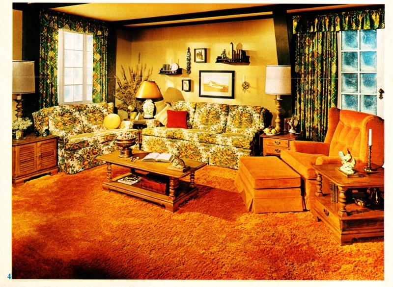 1970s Retro Living Room with Floral Upholstery