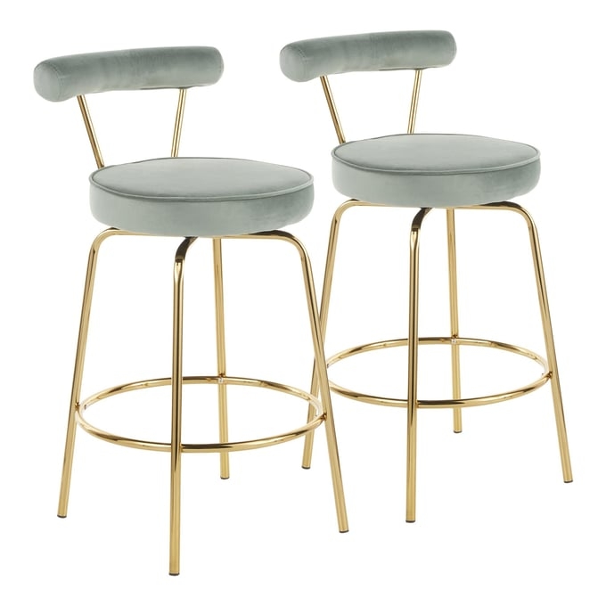 2 LumiSource Rhonda Sage Green Counter Stools | The Classy Home