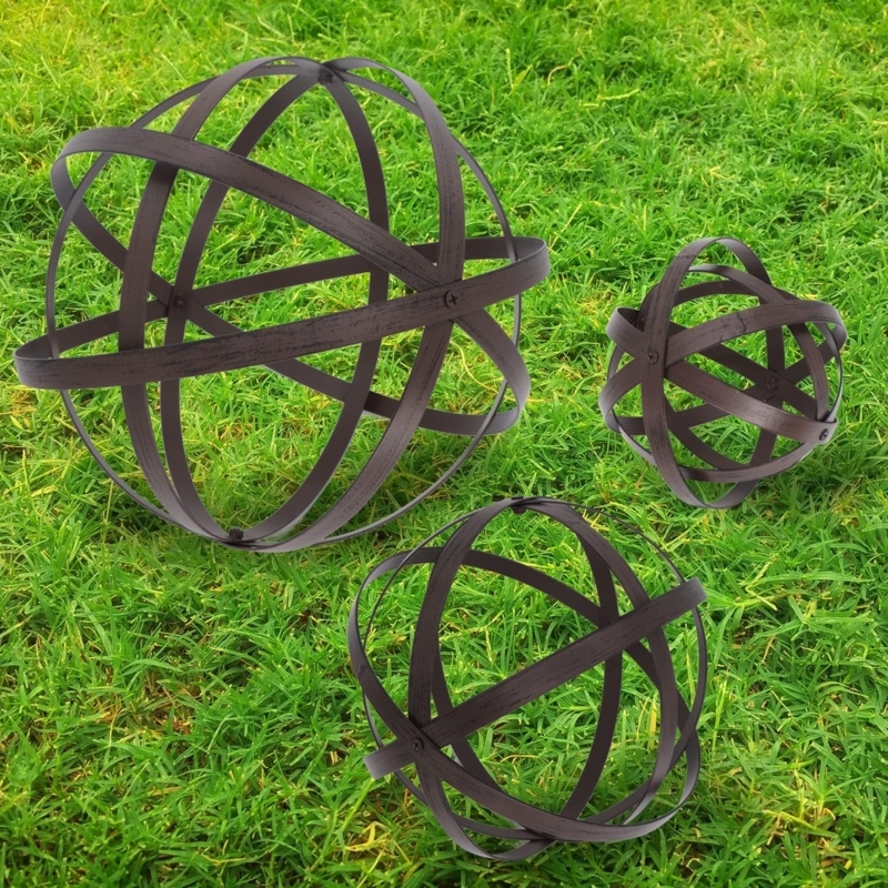 3-Piece Distressed Metal Garden Spheres Set