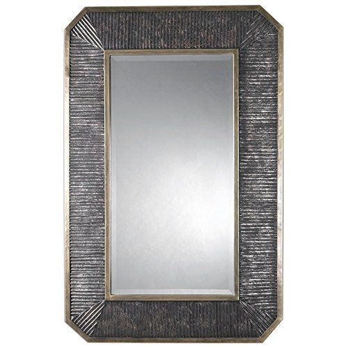 48-Inch Rectangular Ribbed Burnished Bronze Mirror
