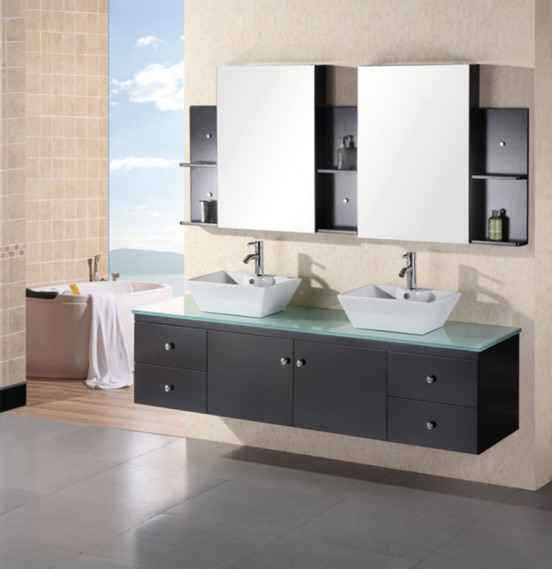 72 Inch Modern Floating Double Vessel Sink Vanity