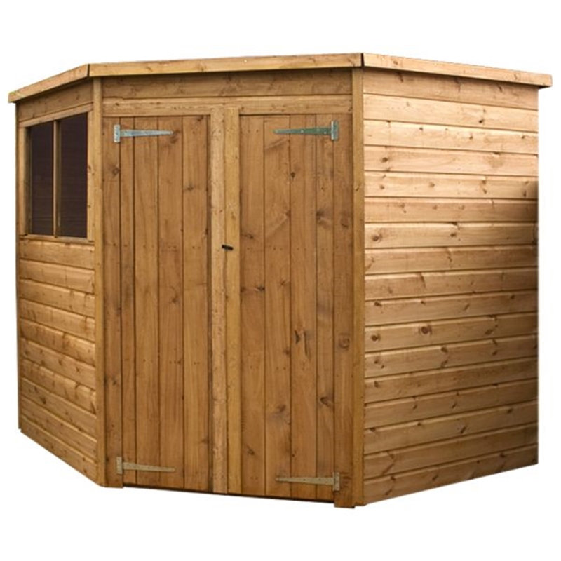7x7 Wooden Tongue and Groove Corner Shed with Windows