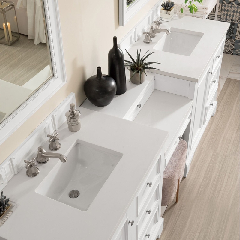 94" De Soto Double Vanity with Makeup Table - Bright White | White ...