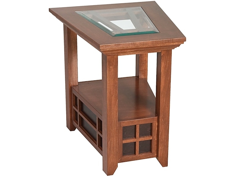 Abalone Ritta Glass Top Wooden Wedge End Table