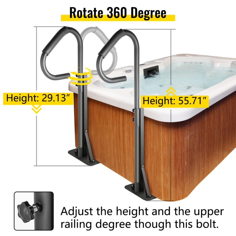 Adjustable Safety Handrail for Hot Tubs