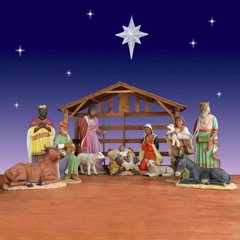 African-American Life-Size Nativity Set with Stable