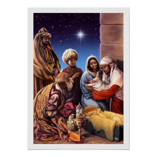 African American Nativity Scene Painting Art Print
