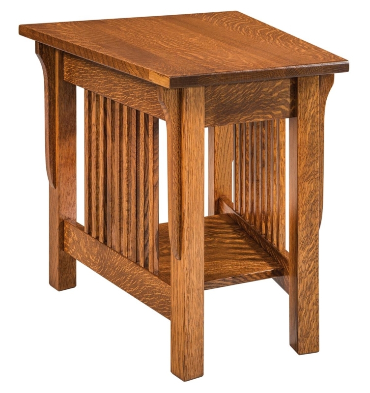 Amish Craftsman Wedge Shaped Oak End Table