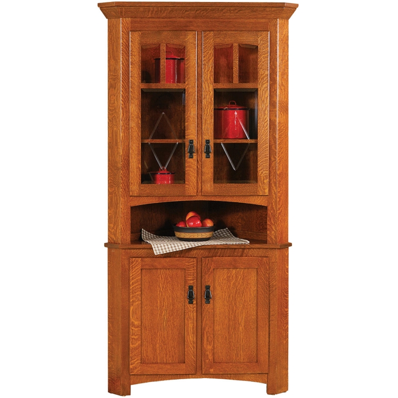Amish Solid Wood Mission Style Corner Hutch
