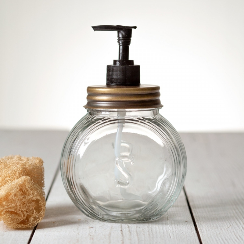 Antique Brass Farmhouse Glass Soap Dispenser