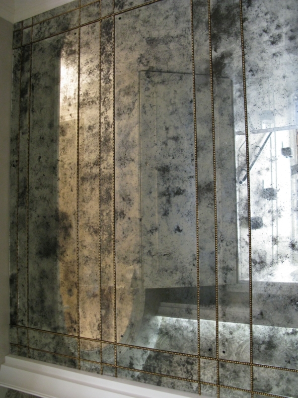 Antique Mirror Tile Wallpaper with Distressed Finish
