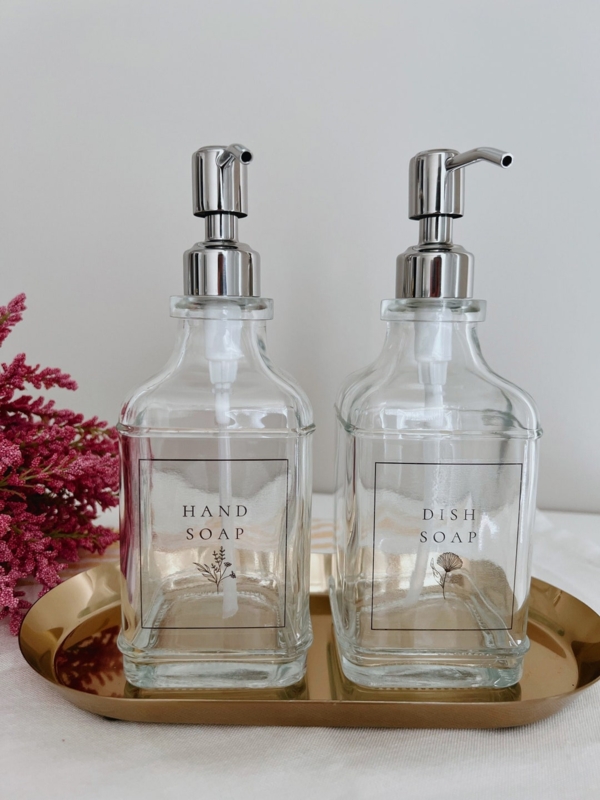 Antique Refillable Glass Soap Dispensers for Bathroom or Kitchen