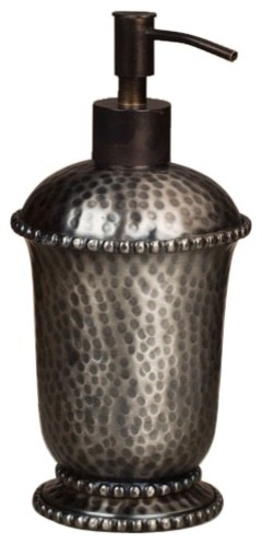 Antique Silver Hammered Soap Dispenser with Rustic Charm