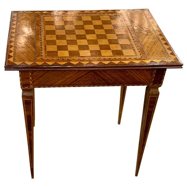 Antique Wooden Checkerboard Game Table