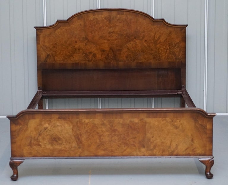 Art Deco 1930 Burr Walnut Double Bed Frame