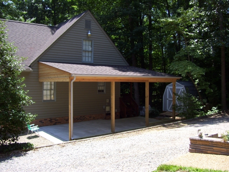 Attached Wooden Carport Design for Home