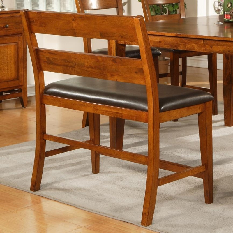 Ava Wooden Counter Height Bench with Upholstered Seat