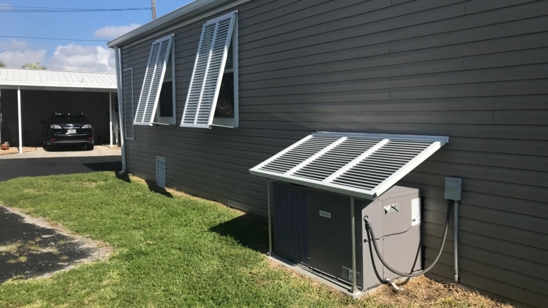 Bahama Awning Shade Protecting Outdoor Air Conditioner