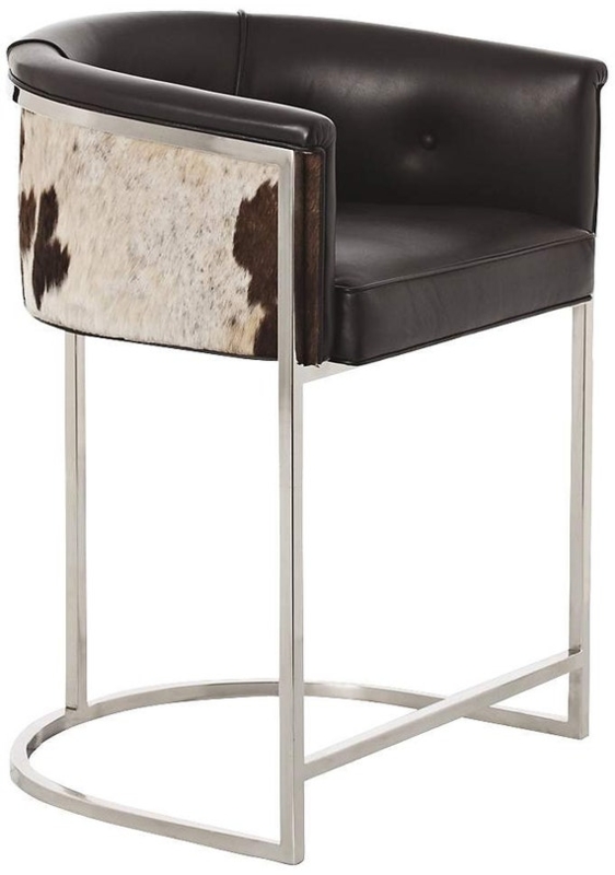 Bar Stool Counter Stool Cowhide Tufted Leather by BeSofia on Etsy