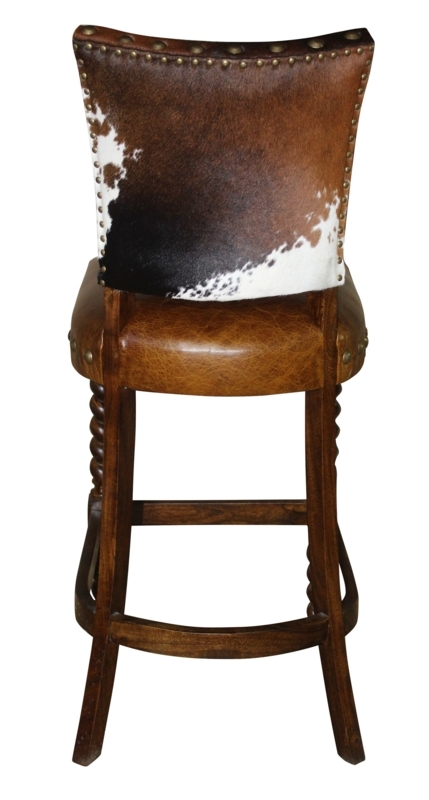 Barley Twist Cowhide Leather Bar Stool Camel Color