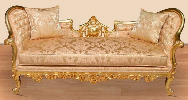 Baroque Gold Living Room Sofa with Ornate Detailing
