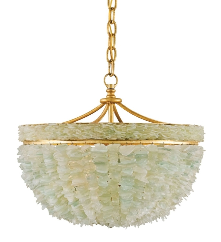 Bayou Sea Glass Chandelier with Gold Accents