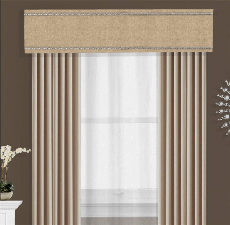 Beige Valance Cornice Board with Nail Head Trim