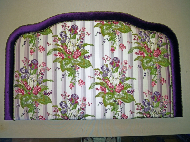 Bespoke Floral Scalloped Headboard with Velvet Trim