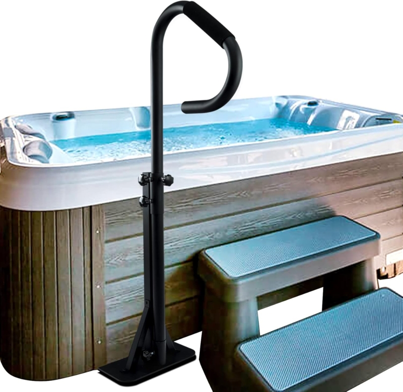 Black Adjustable Hot Tub Handrail with Safety Steps