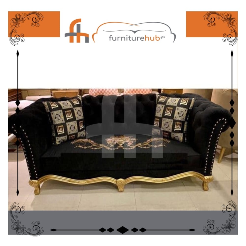 Black and Gold Vintage Sofa for Elegant Interiors