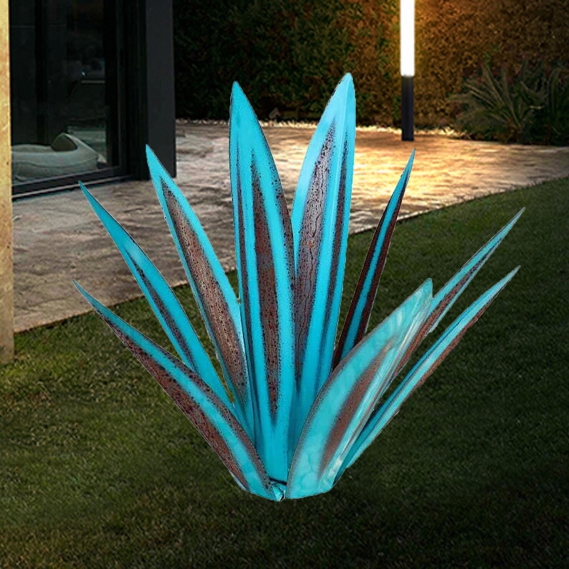 Blue Rustic Tequila Agave Outdoor Yard Sculpture