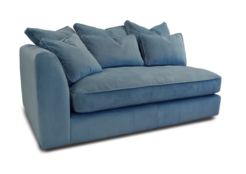 Blue Velvet One-Arm Modern Sofa with Cushions