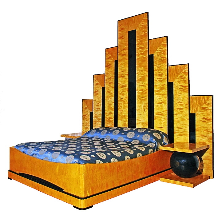 Bold Art Deco Bedroom with Geometric Headboard