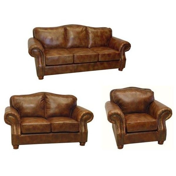 Brandon Distressed Whiskey Italian Leather Sofa Set