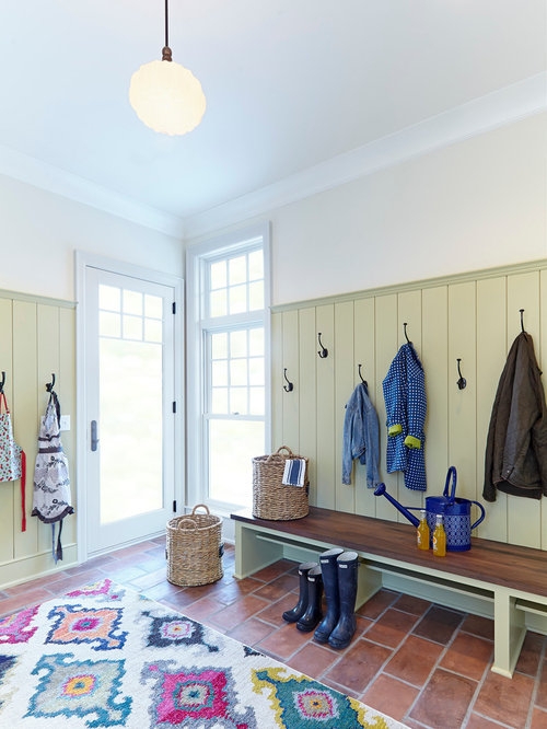 Bright and Organized Mudroom with Wall Hooks