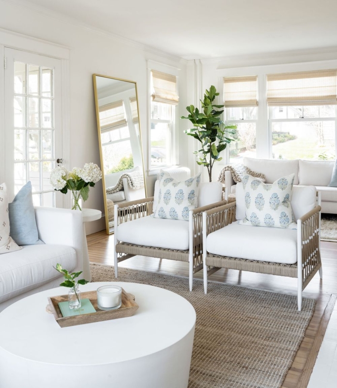 Bright Coastal Living Room with Natural Textures