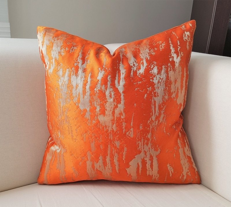 Bright Orange Textured Decorative Throw Pillow