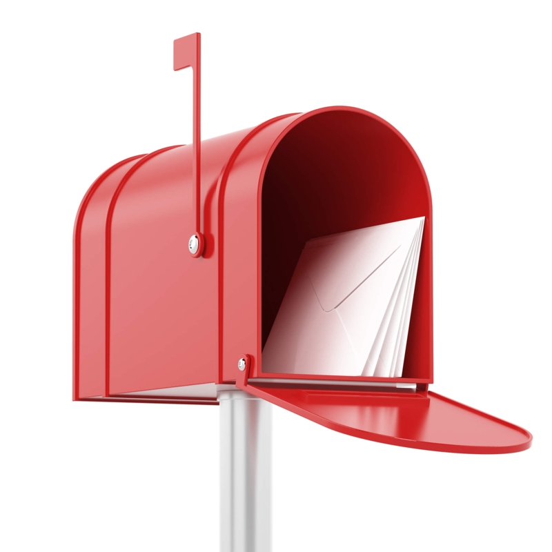 Bright Red Classic Mailbox with Flag Open