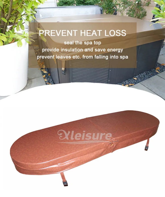Brown Oval Spa Lid Covers Vinyl Hot Tub And Spa Covers For Wooden Hot ...