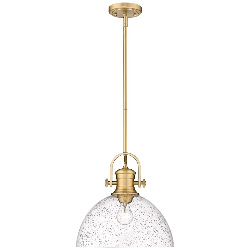 Brushed Champagne Bronze Pendant Light with Seeded Glass
