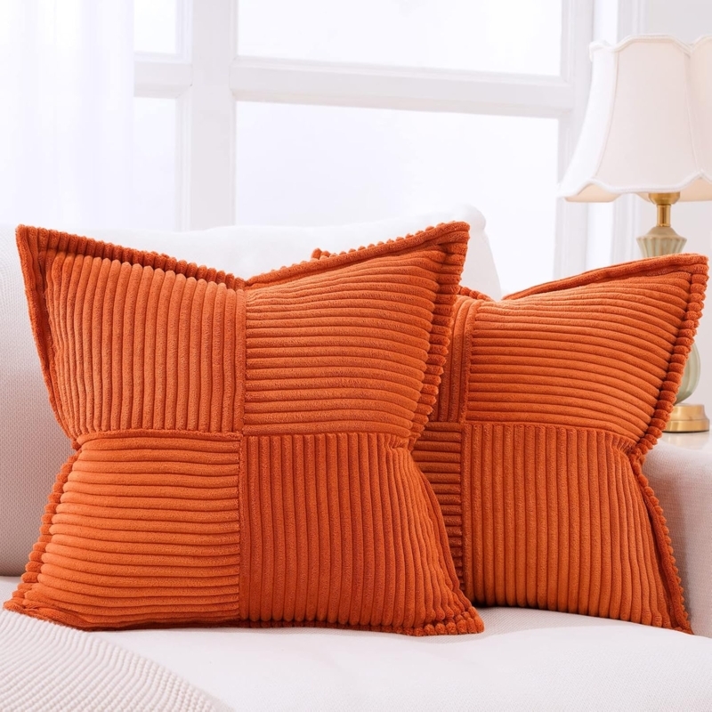 Burnt Orange Corduroy Throw Pillow Covers